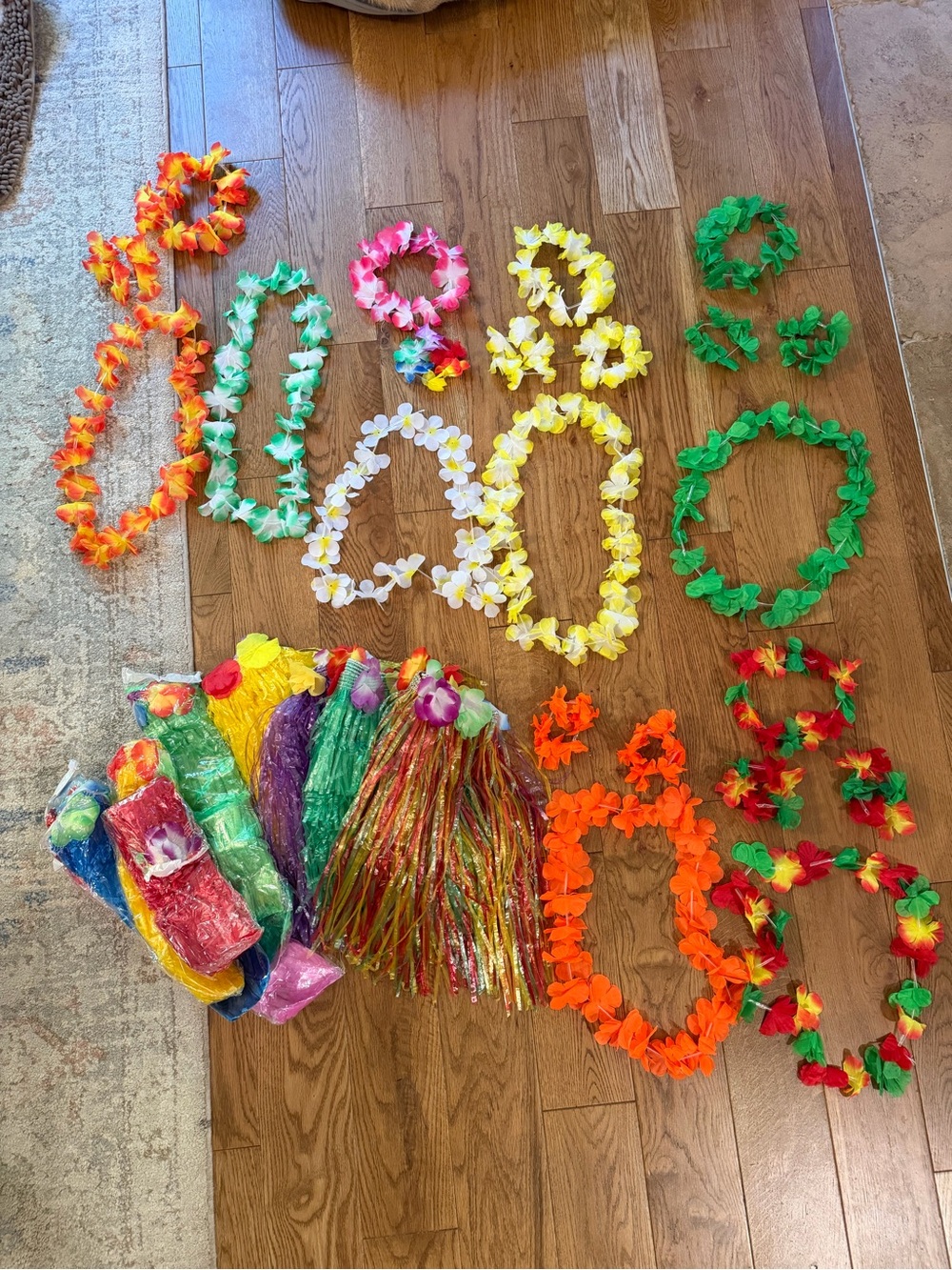 Kids Hawaiian Leis and grass skirts party favors